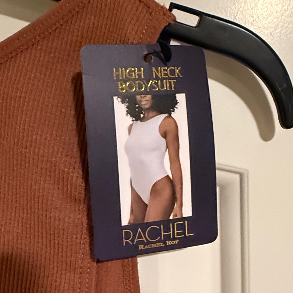 Rachel Rust Ribbed Tank One-Piece Bodysuit - Picture 3 of 6